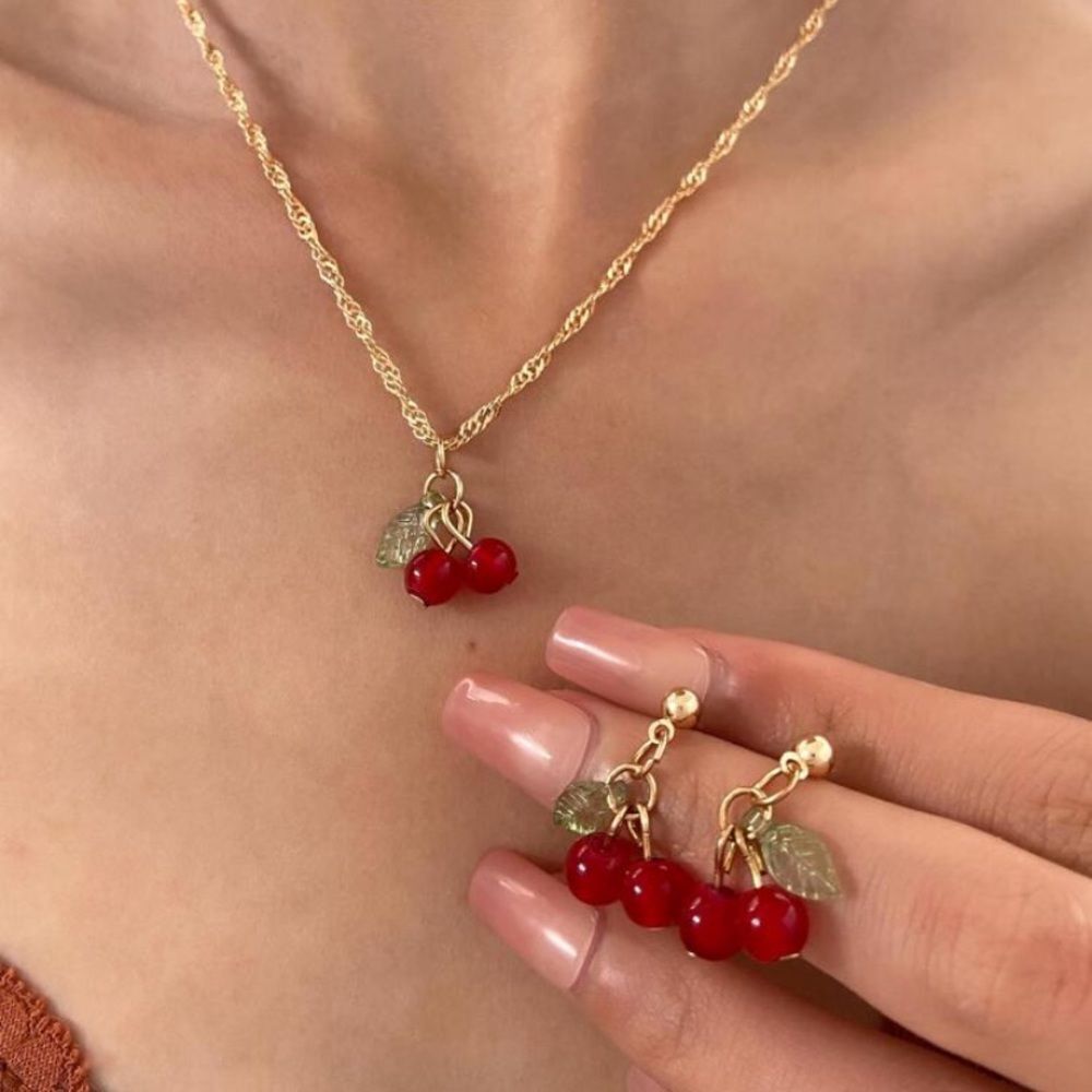 3for$20 NEW 3pcs/set Delicate Cherry  Peanut Necklace Earring Sets
